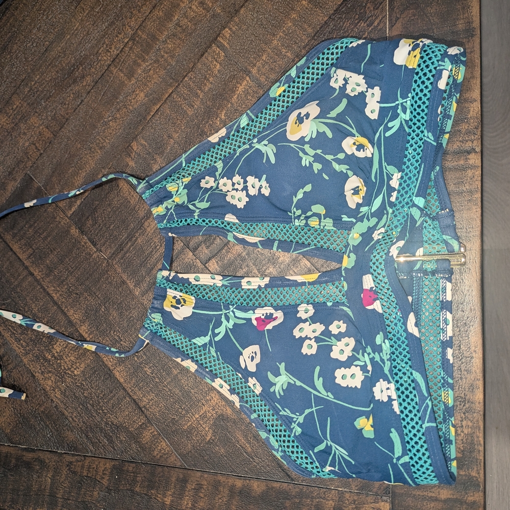 Floral Blue Bikini Top